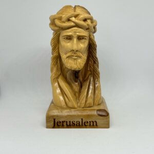 Jesus Olive Wood Head Statue Handmade Carving
